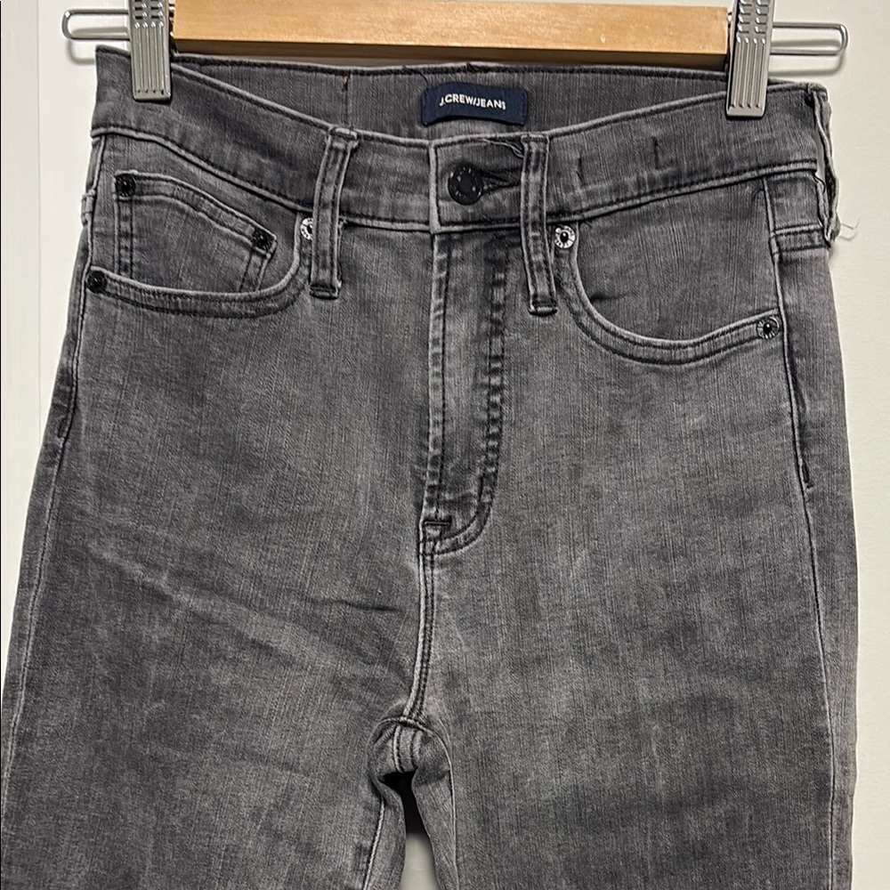 J. Crew Vintage Black 10” High Rise Toothpick Ankle Jeans with Distressed Hem